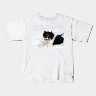 english springer spaniel black white tan puppy Kids T-Shirt